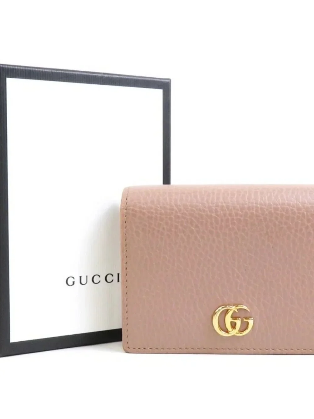 GUCCI GG Marmont Bifold Wallet Beige Leather - - Picture 1 of 9